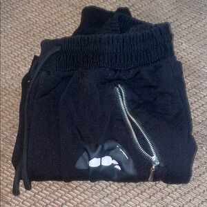 Black Joggers with Zipper and Lip Design